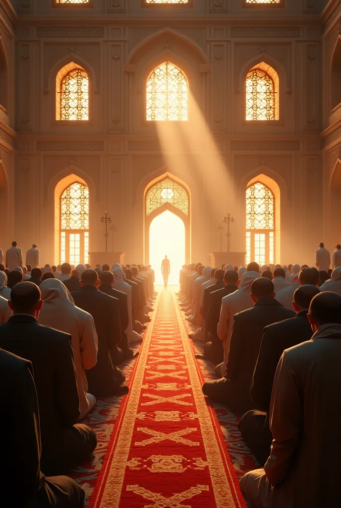 Muslim people praying in the mosque