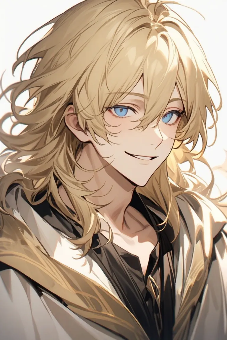 Anthony Pierce Cormac

he has messy blond hair and blue eyes, he is careless with his appearance,  His skin is white, his face is attractive with fine features and he almost always looks happy with a big smile on his face, He measures about 185 centimeters...