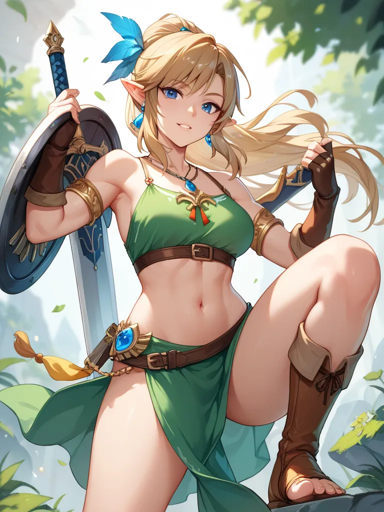 Sexy female link with a sword and a shield 