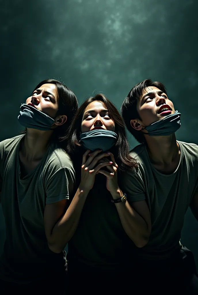 3 Students mouth and ears covered horror poster