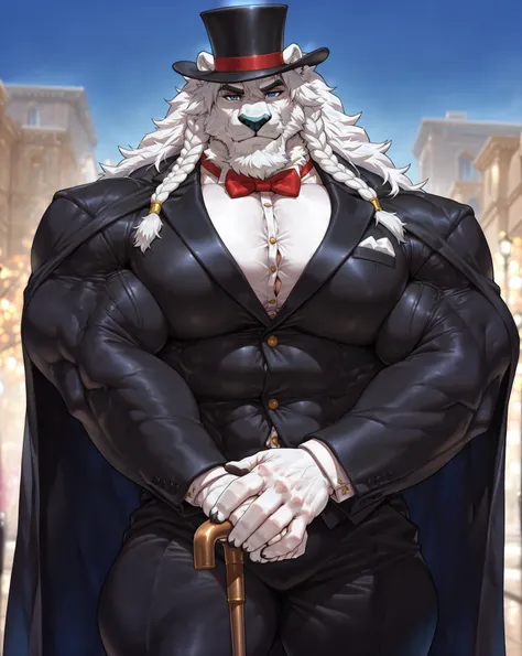 masterpiece, best quality, amazing quality, correct anatomy, beautiful blue eyes, high resolution, hyper-detailed, 1male,
((solo)), male, white fur, ((white lion)),
((massive size difference)), ((10 feet tall)), muscle, massive, big muscle, ((massive muscl...
