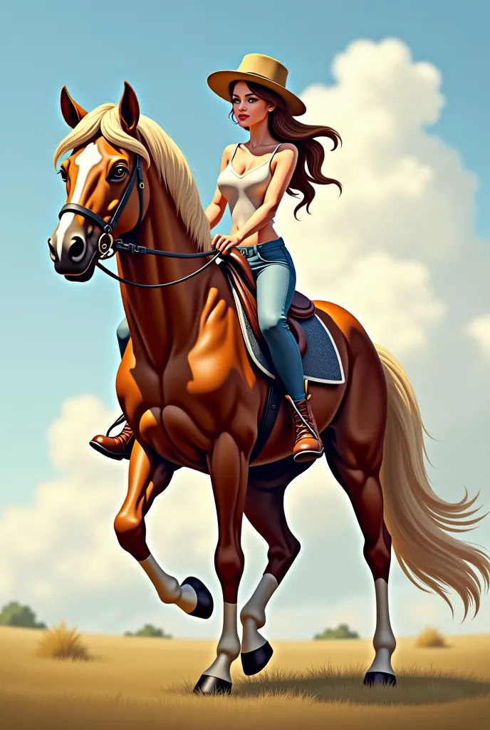 cartoon picture of a horse and a woman riding a horse, a pastel inspired by Tim and Greg Hildebrandt, trending on deviantart, furry art, pov furry art, furries wearing tails, furry art!!!, very very beautiful furry art, (sfw) safe for work, commission for ...