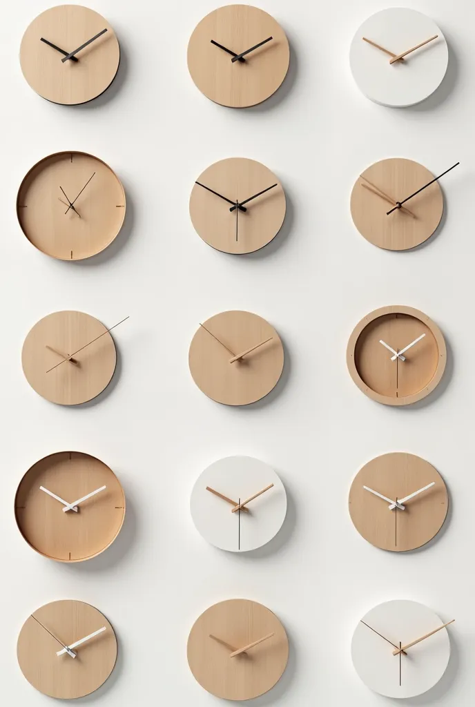 Design me a few clock models, but let them be of the type to be used at home and metarial I want them to be produced from mdf backrest so that there will be 10 wall clocks for the house 