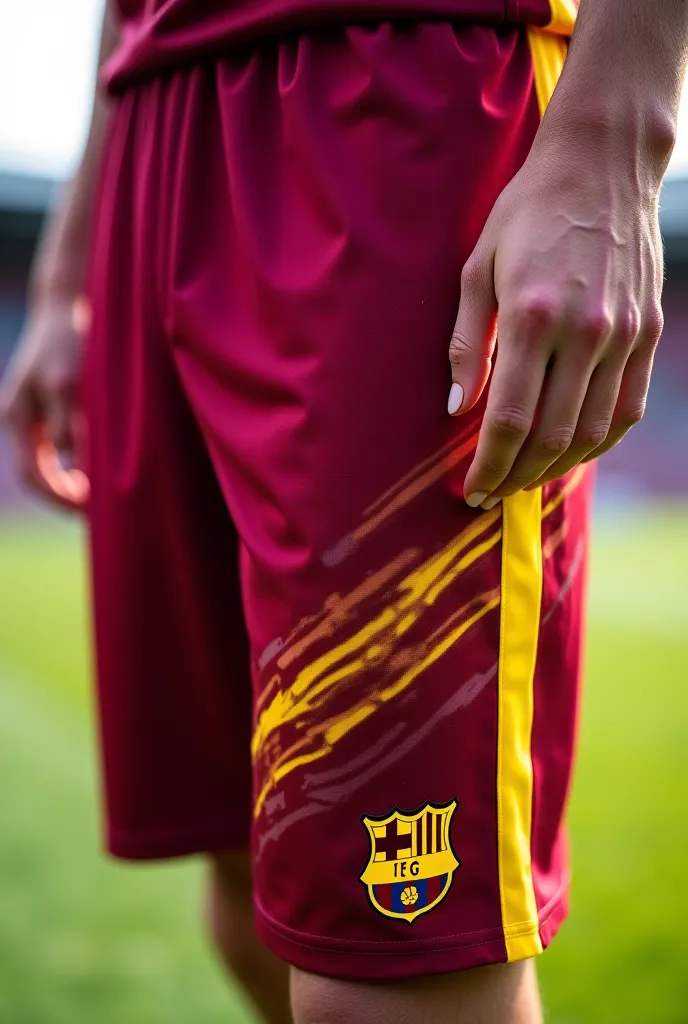 Vinotinto micro soccer shorts with yellow lines