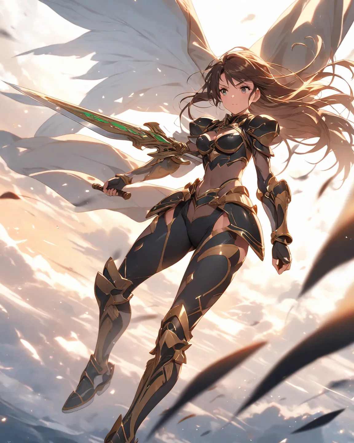 Wind rider woman in short armor holding sword