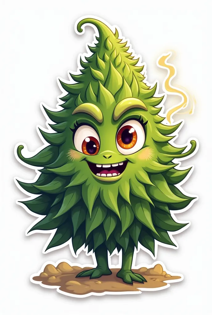 Create an image that I can use as a sticker in my tobacco shop, It can be a lively marijuana, Type with eyes and mouth, Or an et
Make her smoke