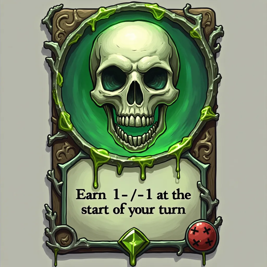 you can draw tokens for tcg:

Poisoned 🐍💀:
Design with a skull symbol and dripping green poison, at the top of the drawing you must have the legend "Poisoned"
you must include in the lower central part a text that reads: "Earn -1 / -1 at the start of your ...