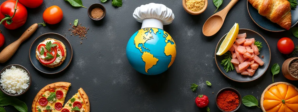 A visually captivating and elegant banner designed for the members' area of an online culinary course called 'World Kitchen Academy'. Dimensions are 1920x350 pixels, suitable for responsive design and digital platforms. The background should be sophisticat...