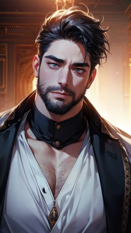 (    thighs,4K,8k,    highres,    masterpiece :1.2),    ultra-detailed    ,(Realistic,photoRealistic,photo-Realistic:1.37),36-year-old man,3 day beard,Beautiful anime,Portraits,strong,masculine,        with black hair  ,sharp jaw,          mesmerizing eyes...