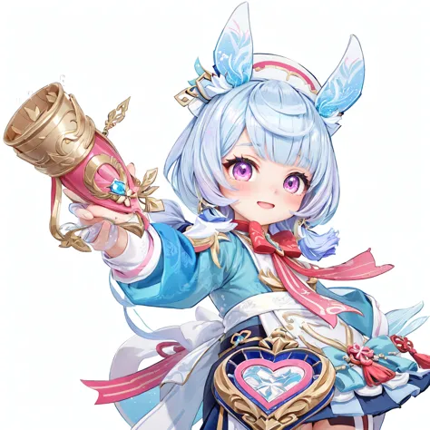 Anime girl with heart shaped box and trophy, clear and vivid RPG portrait,  Ayaka from Genshin Impact , splash art anime change, Krashert Krentzky Art Feminine,  Onmyoji portrait ,  character art , Genshin, Alchemist girl,  Ayaka from Genshin Impact ゲーム, c...