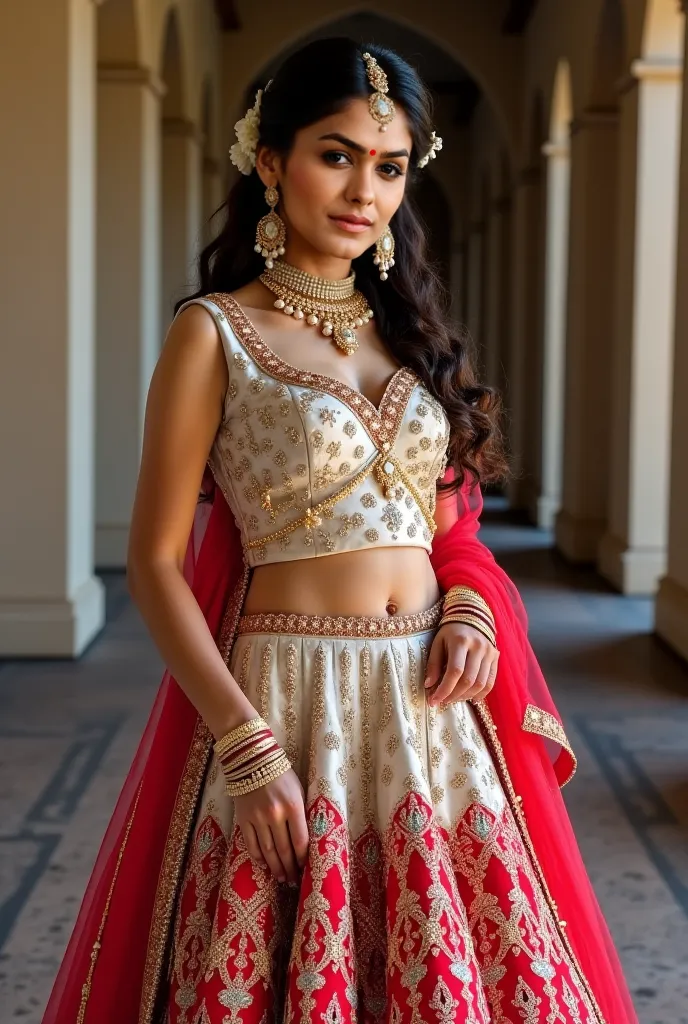 Create an exact image which exactly matches with the provided image and description: Ananya wearing the following: Ananya 's body type is on the plumpy side  hourglass but gorgeous figure. Her face has soft curves and not sharp jawlines.                   ...