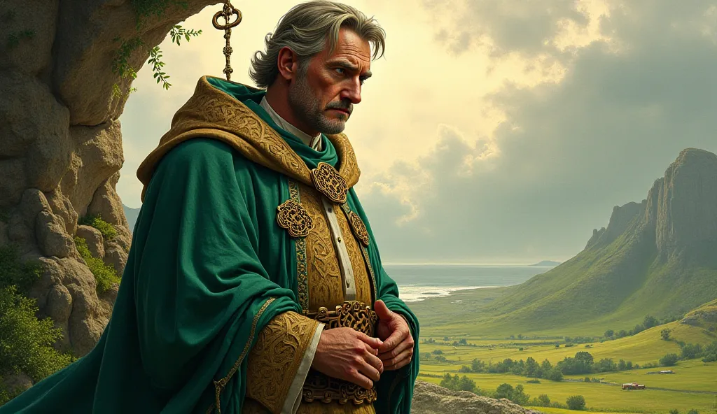 Create an image of saint Patrick with mentioning with letters the untold story of saint patrick