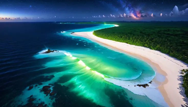 超high image quality during sick leave, high image quality during sick leave, high quality ,Spectacular views at night,Tropical Beach, light green to bright green ,The ocean breeze is blowing,blue fluorescent beaches expand spectacular ocean views, blue lig...