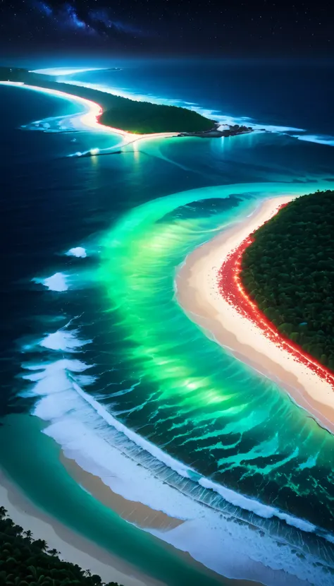 超high image quality during sick leave, high image quality during sick leave, high quality ,Spectacular views at night,Tropical Beach, light green to bright green ,The ocean breeze is blowing,blue fluorescent beaches expand spectacular ocean views, blue lig...