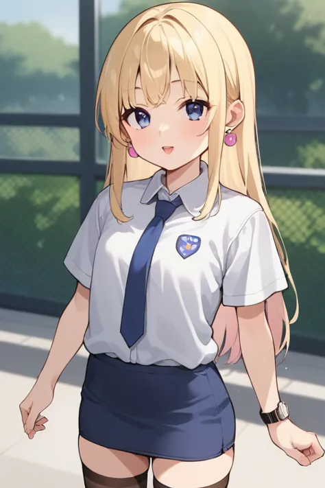 score 9, score 8 up, score 7 up, score_6_up, score_5_up，  source_anime，nsfw，uncorrected，young girl， pacifica , 1 girl，Young Girl， chibi，Low body，toddler body，Alone, Long Blonde Hair with Bangs, dark blue eyes, Purple Shadow, round lavender earrings, Watch ...