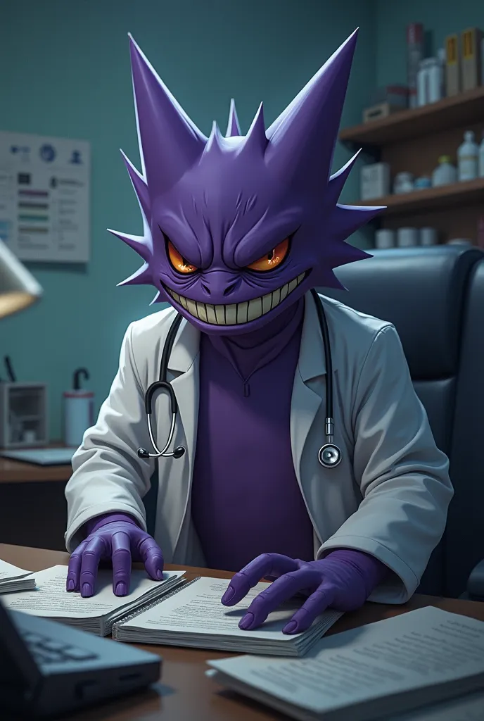  photo for profile. Create GenGar DE POKEMON, as if he were a doctor and he was tired