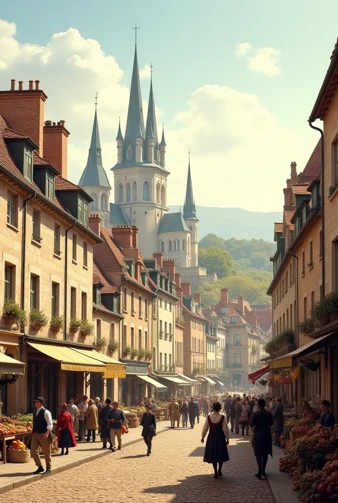 Images of a French city Alençon in 1873 in format 9:16 