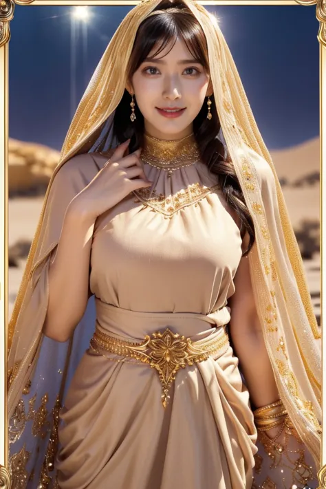 (    Top Quality、8k、    Award-winning work    、      Ultra High Definition )、    beauty 、(Show wearing a gorgeous golden separate belly dance costume、Create Your Perfect Body   ,     sexy cleavage    :1.1)、 ((  Luxurious Face Veil、Veil face mask  ))、Perfec...