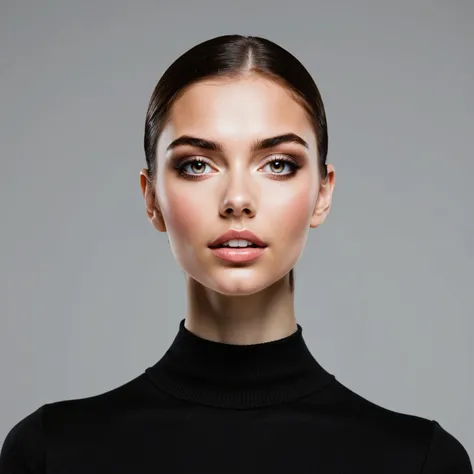 A woman looking at the camera normally, no expression on her face