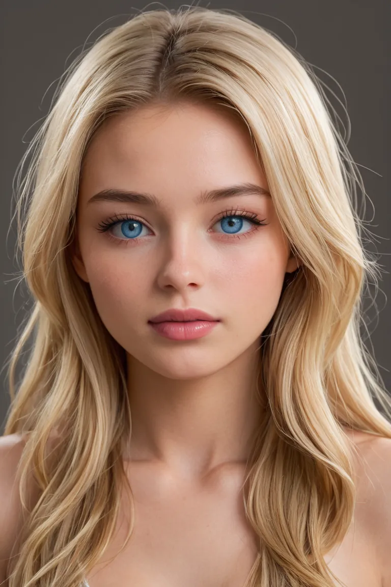 Blonde girl blue eyes good lips good nose 