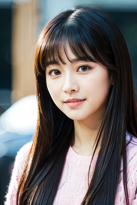  with long brown hair and bangs, Closeup of Tsuyu , Beautiful Korean Woman Wearing Black Hair, Gorgeous Young Korean Women, Cute Korean Actresses,  Nam Jae-yeon, Korean idol portraits,  Jung Hwa-choi , beautiful young Korean woman, black pink portrait of J...