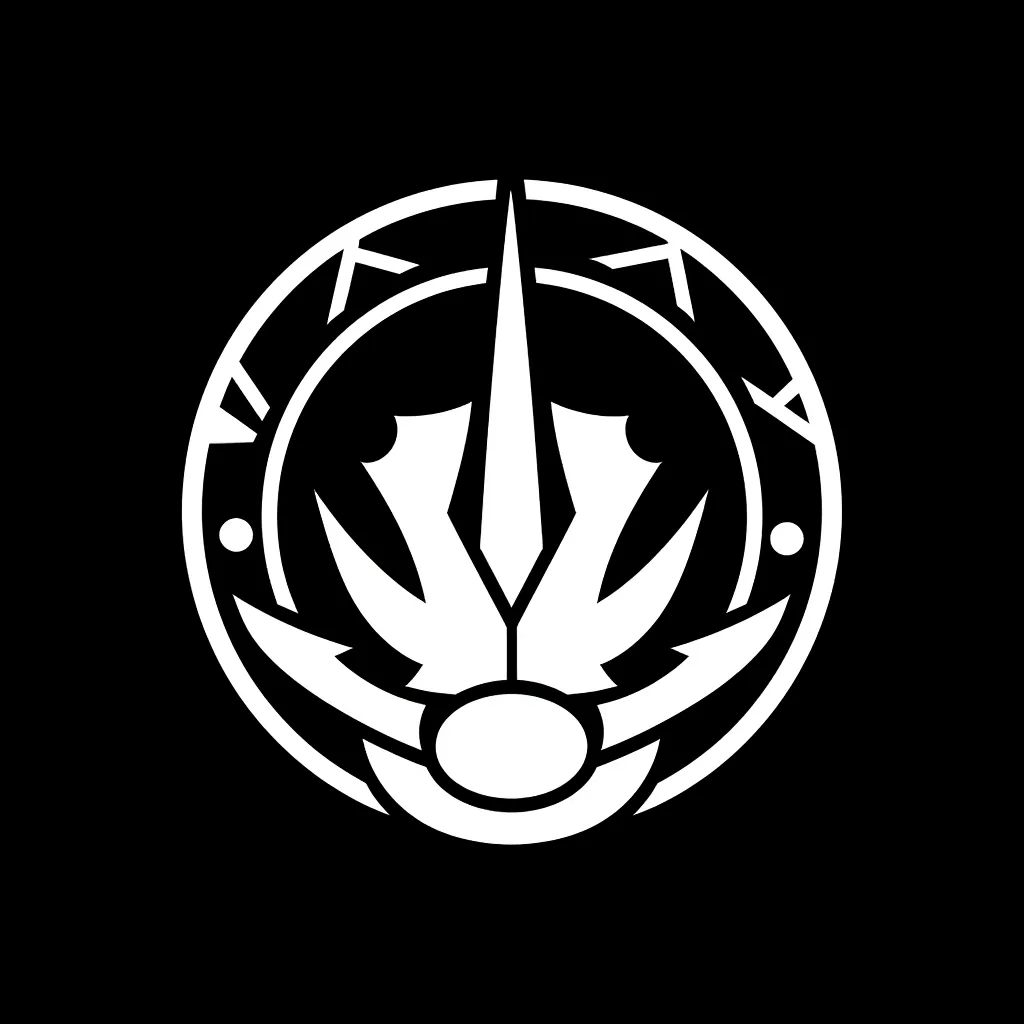 masterpiece, sharp, minimalistic, "mirrored faction sigil sci-fi mega-corporation symbol meaning "spaceship controls" geometric cyberpunk organization symbol, minimalistic, perfect design, futuristic, minimalist, vector art, black and white, sharp, vector ...