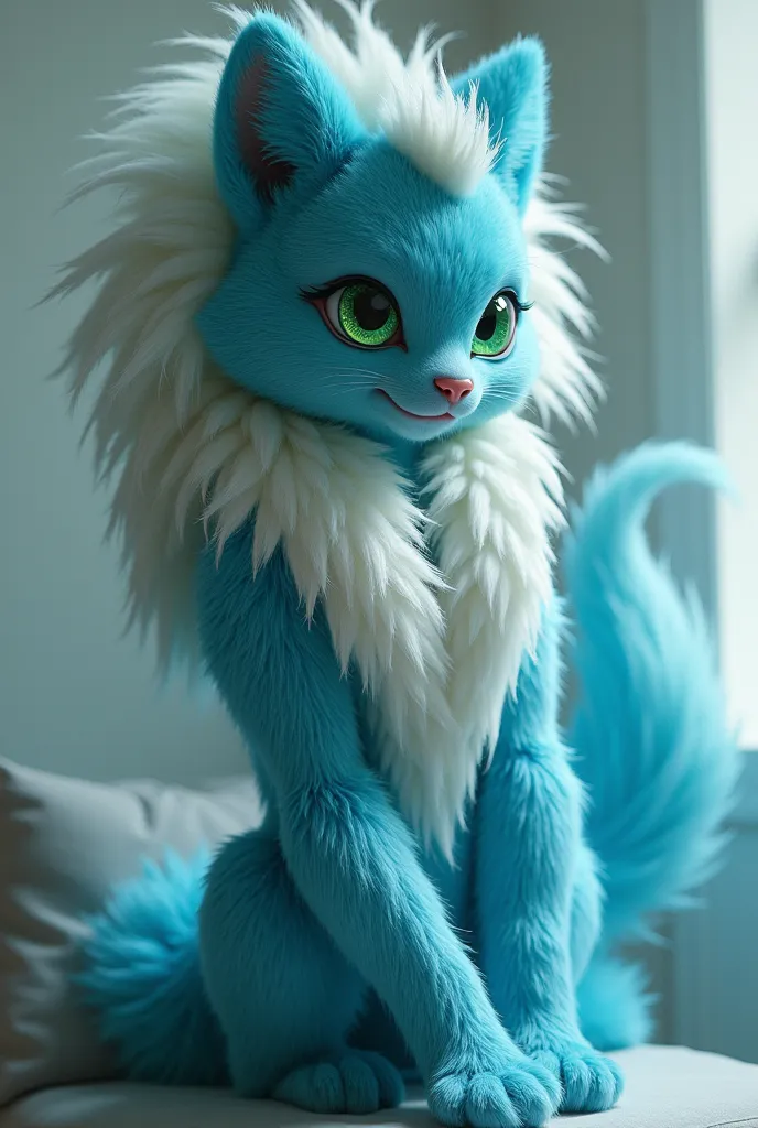  Kristal is a furry blue slut with white parts and eyes as green as emeralds put her naked 