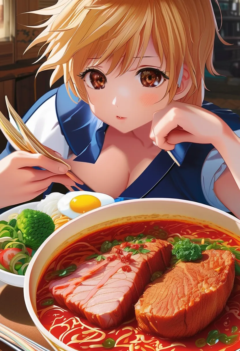 Pork cutlet bowl、Realistic anime depiction、