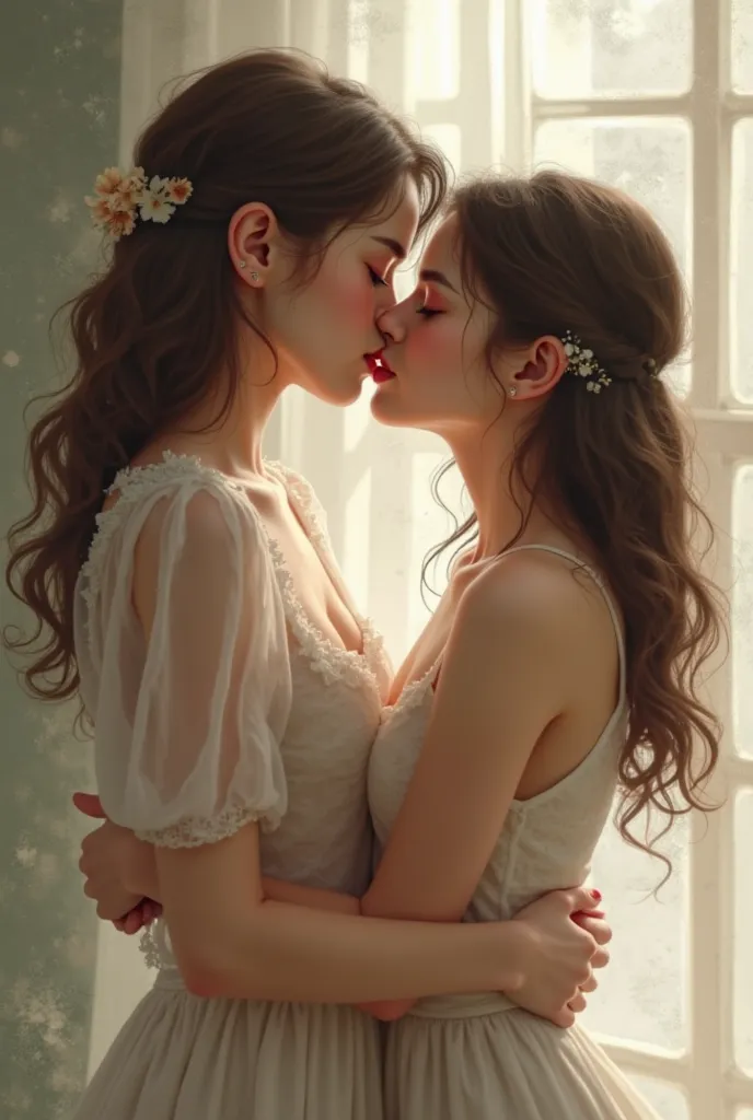 Two girls kissing