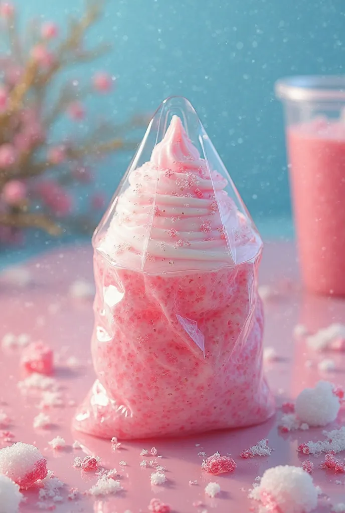 Flavoured milk ice in a bag