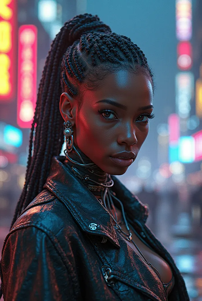 Black woman in the Cyberpunk universe