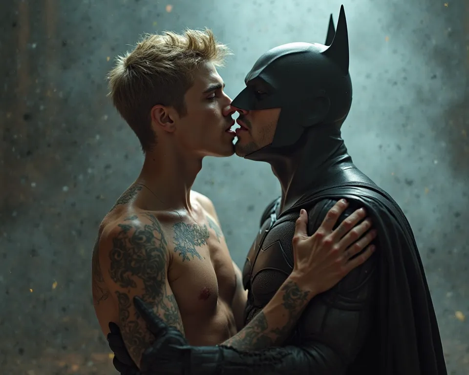 Justin bieber tongue deep kissing Batman naked