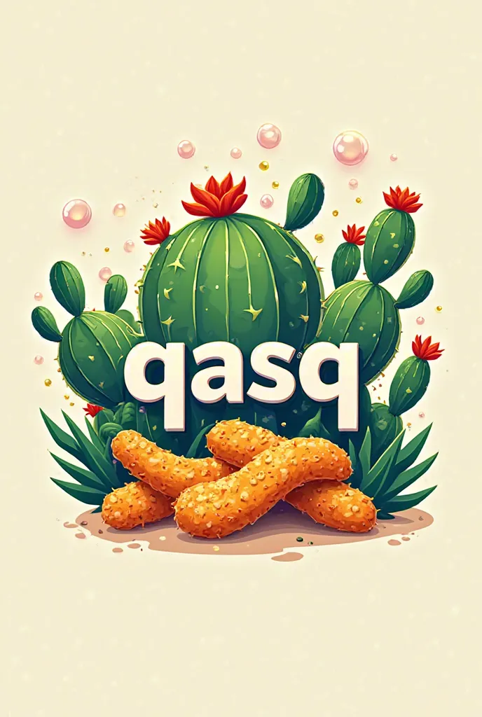 A logo "QASQ" avec des cactus des bulles et des tenders