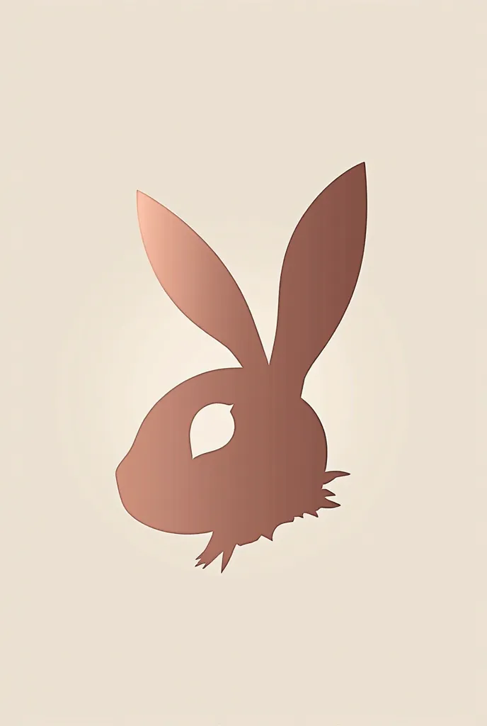 logo of the silhouette of a bunny's face in pink gold metallic 