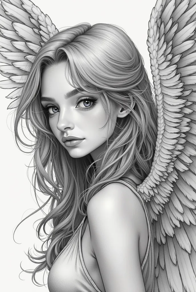 a close up of a drawing of a woman with wings on a laptop, angel themed, angel girl, angelical, inked digital, inked drawing, angel-themed, detailed manga style, pencile and ink, inking, young wan angel, winged girl angel, of an beautiful angel girl, highl...