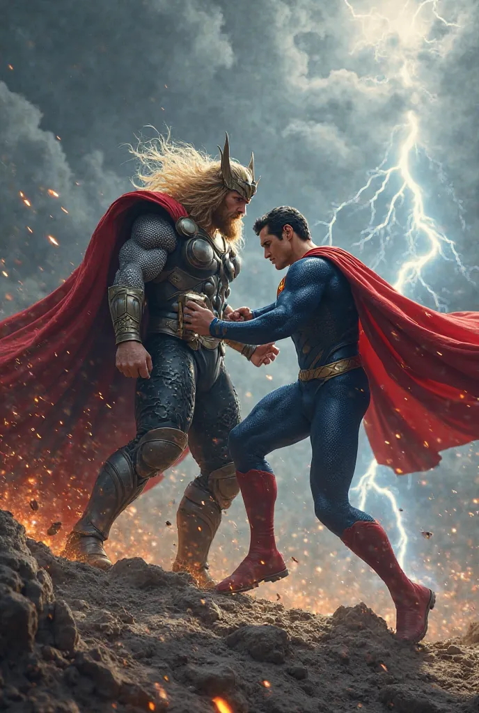 Fight between Thor and Superman