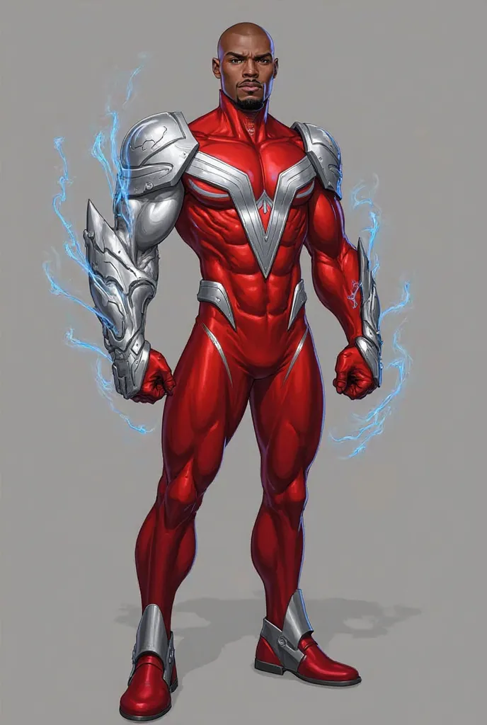 Vanguard’s appearance: • Physique: Vanguard’s body is strong, athletic, and fit, similar to a superhero build. He has a well-defined muscular frame, not overly bulky but broad and powerful. His posture reflects confidence and readiness, with broad shoulder...