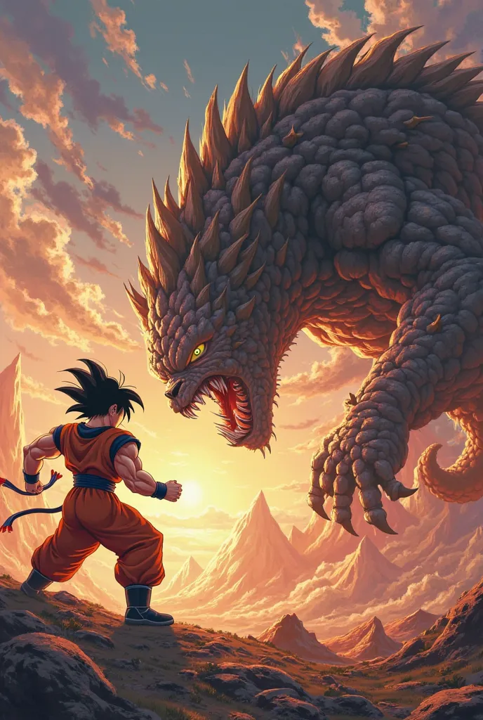 Goku is fighting a monster again 