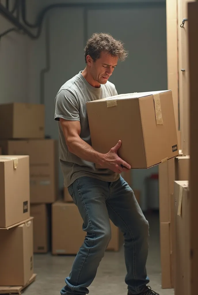 a person lifting a box ergonomically incorrectly