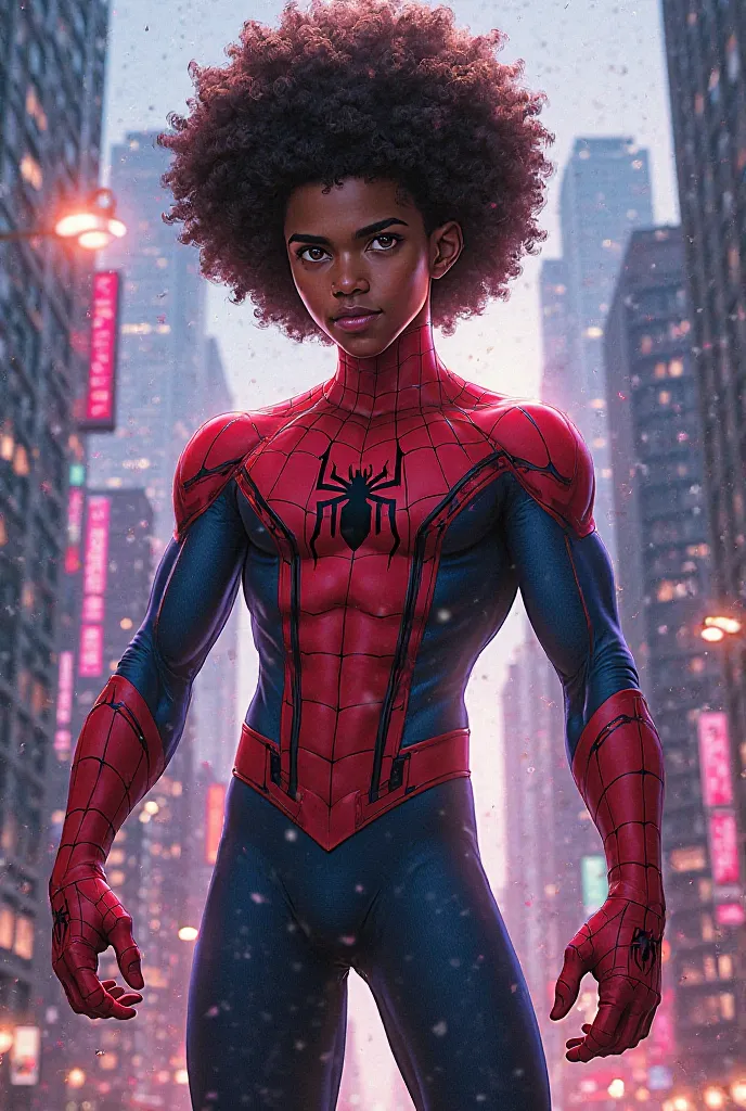 Spider-man Miles Morales with Afro hair