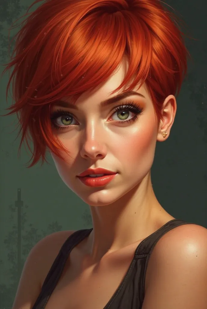 Woman with short red hair 