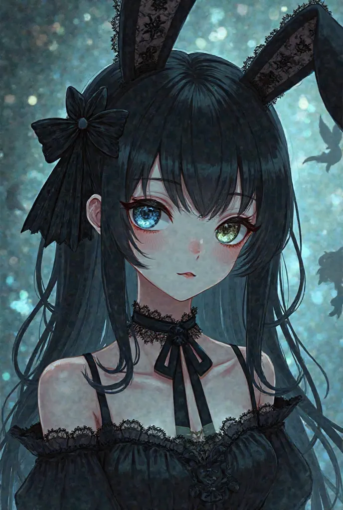 Rabbit Ears Odd Eye Beautiful Girl Goth Lolita Half Up Hair Kanamori's Fantastic Background Anime Illustration