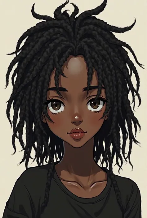 Anime black skin  ager boy with dreadlocks 