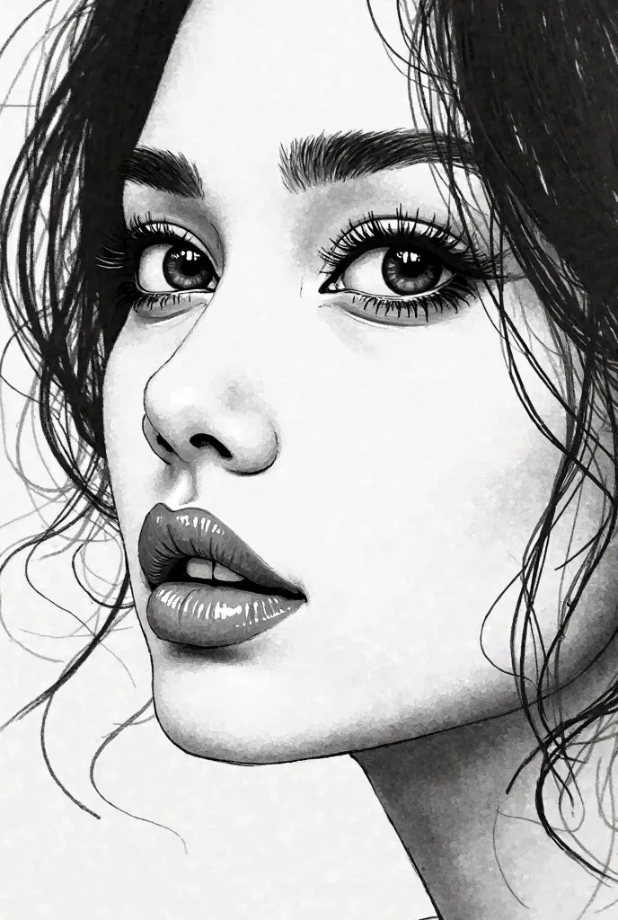 (highest quality, High resolution, close up, masterpiece:1.2), Super detailed, actual:1.37, Black ink sketch, smooth lines, Expressive facial expressions and gestures, simple background, Emphasis on light and shadow and spatial perception, Plenty of negati...