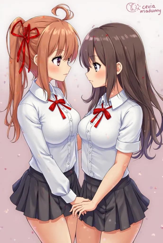 2 anime girls touching each other's pussys