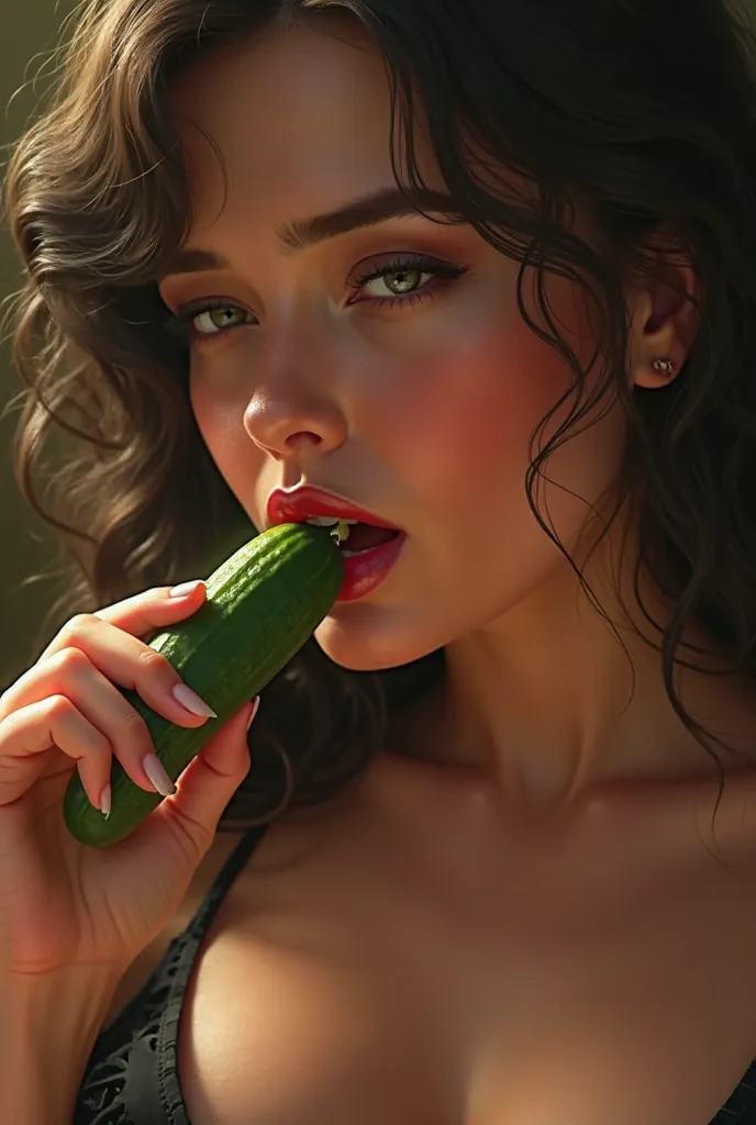 Now play her sucking a cucumber