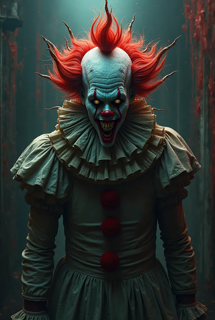 Killer clown with spikes on his head