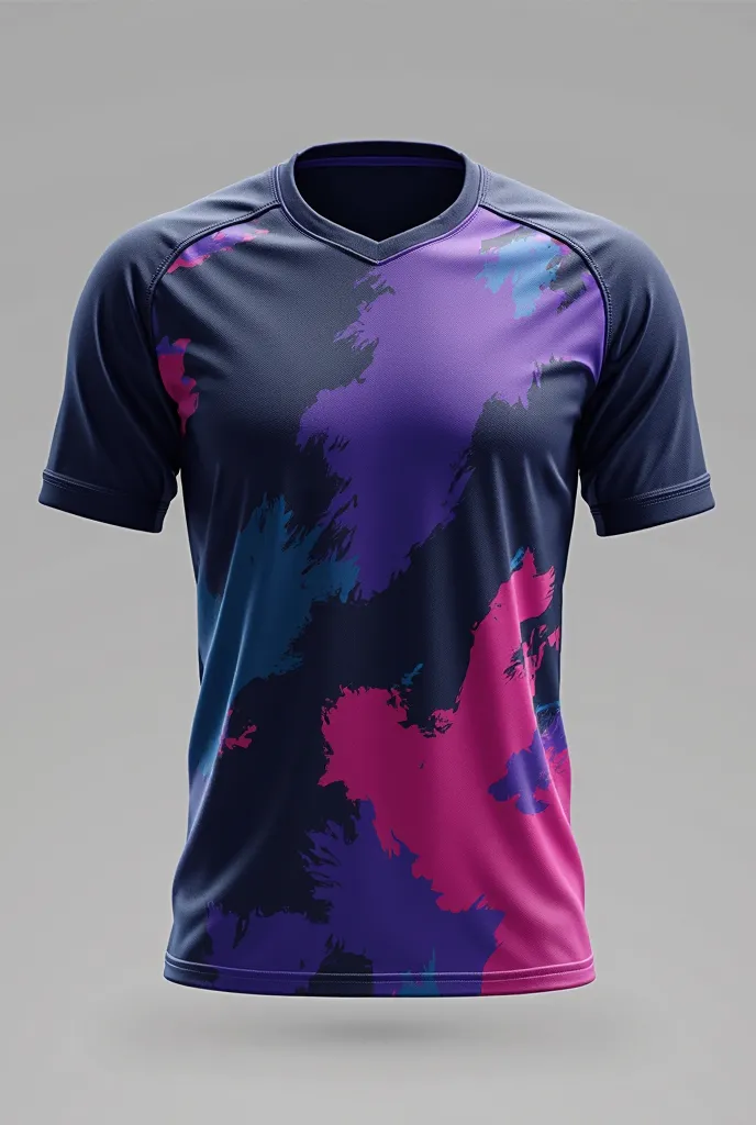 A football shirt with abstract design with dark blue, PURPLE AND FUCHSIA