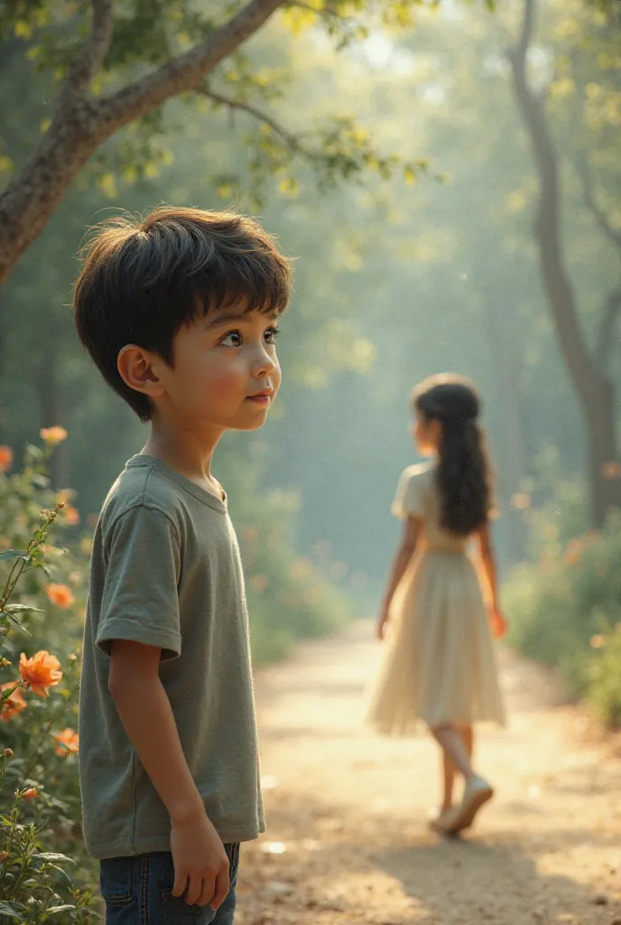 A boy sees a girl from distance 