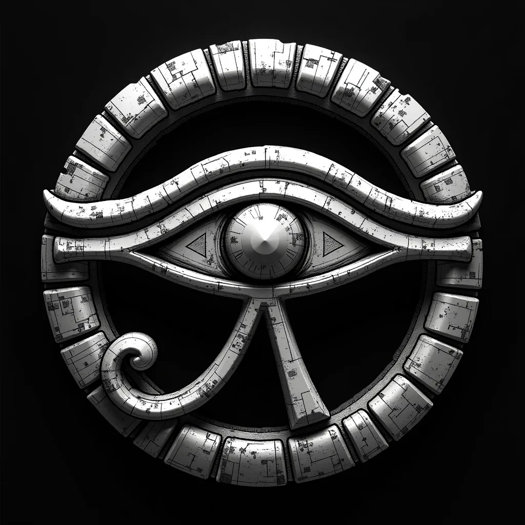  eye of Horus, amulet, Ancient Egypt, black and white